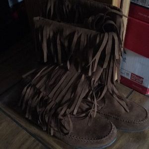 Brown Fringe Boots